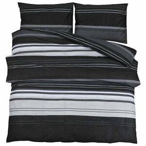 vidaXL Bettw&auml;sche-Set Schwarz Gestreift 140x200 cm Baumwolle