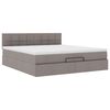 vidaXL Ottoman-Bett mit Matratze & LEDs Taupe 160x200 cm Stoff