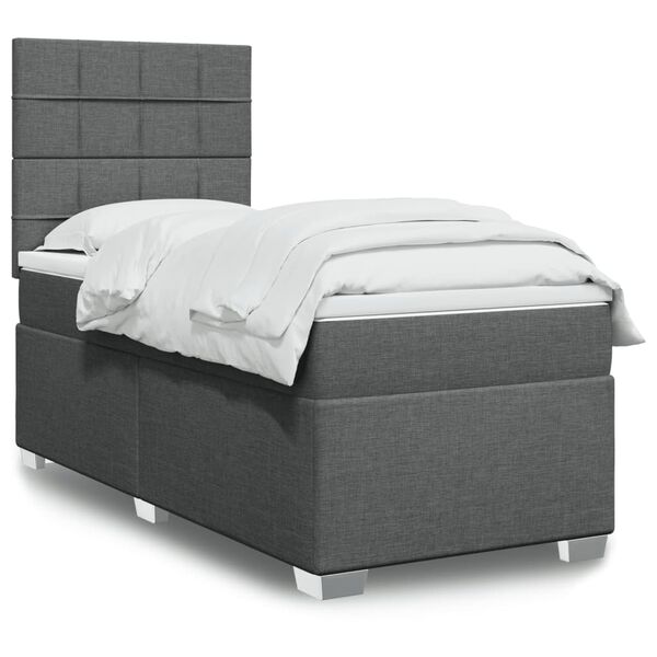 vidaXL Boxspringbett mit Matratze Dunkelgrau 80x200 cm Stoff