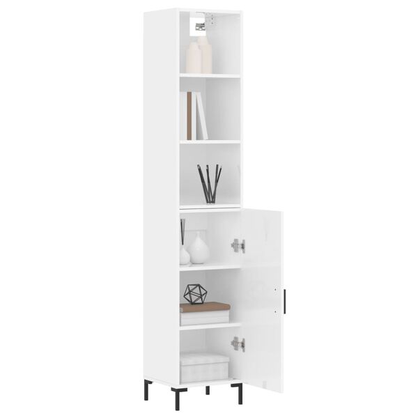 vidaXL Highboard Hochglanz-Wei&szlig; 34,5x34x180 cm Holzwerkstoff