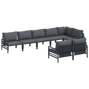 vidaXL Gartensofa-set mit Kissen 8 pcs Schwarz Stahl