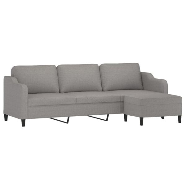 vidaXL 3-Sitzer-Sofa mit Hocker Hellgrau 210 cm Stoff