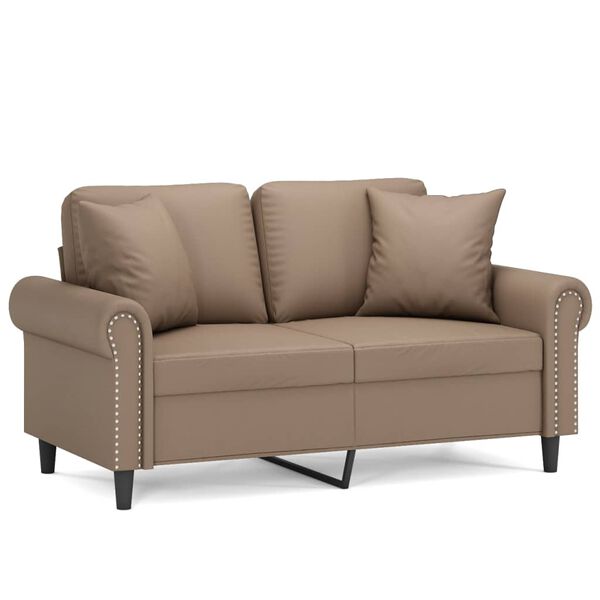 vidaXL 2-Sitzer-Sofa mit Kissen Cappuccino-Braun 120 cm Kunstleder