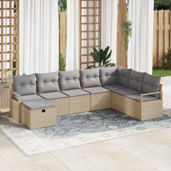 vidaXL Garten-Sofa-Set 8 pcs Beige Poly Rattan