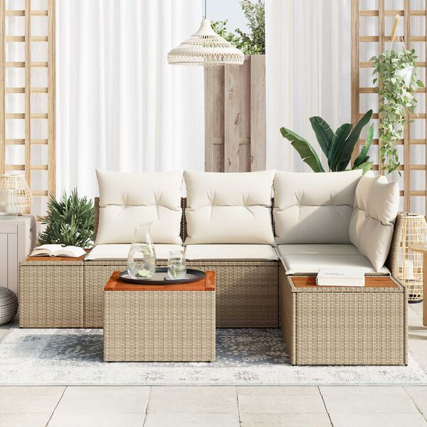 vidaXL Gartensofa-set mit Kissen 4 pcs Beige und Creme Polyrattan