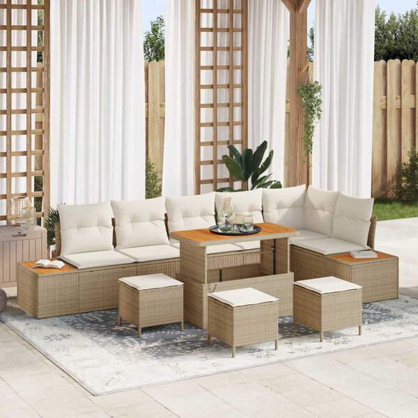 vidaXL Gartensofa-set 10 pcs Beige Poly-Rattan