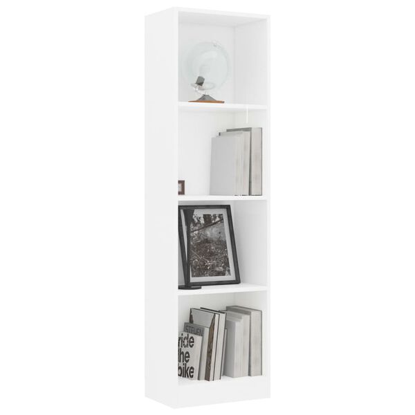 vidaXL B&uuml;cherregal 4 F&auml;cher Wei&szlig; 40x24x142 cm Holzwerkstoff