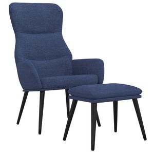 vidaXL Relaxsessel mit Hocker Blau Stoff
