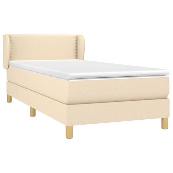 vidaXL Boxspringbett mit Matratze Creme 100x200 cm Stoff