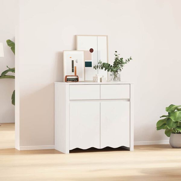 vidaXL Sideboard Drammen Weiß 79 x 43 x 75,5 cm Massivholz Kiefer