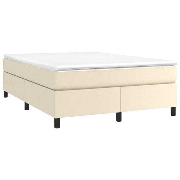 vidaXL Boxspringbett mit Matratze Creme 140x190 cm Kunstleder