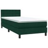 vidaXL Boxspringbett mit Matratze Dunkelgr&uuml;n 90x210 cm Samt