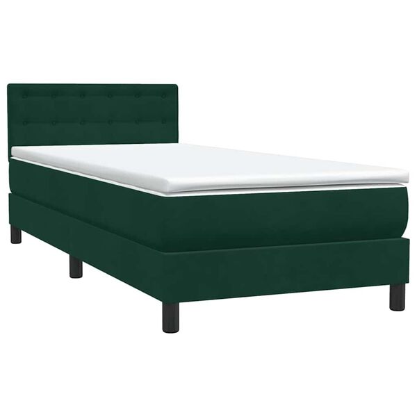 vidaXL Boxspringbett mit Matratze Dunkelgr&uuml;n 90x210 cm Samt