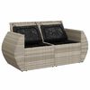 vidaXL Gartensofa mit Kissen 2-Sitzer Hellgrau Poly Rattan