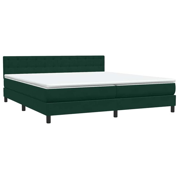 vidaXL Boxspringbett mit Matratze Dunkelgr&uuml;n 180x220 cm Samt