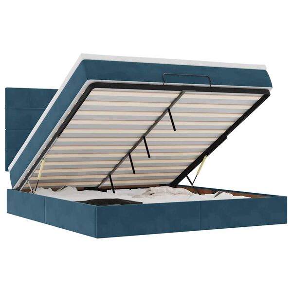 vidaXL Ottoman-Bett mit Matratzen Dunkelblau 160x200 cm Samt
