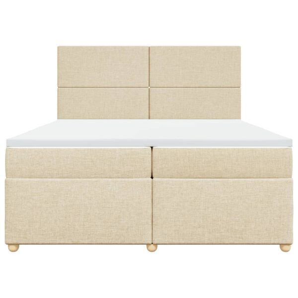 vidaXL Boxspringbett mit Matratze Creme 200x200 cm Stoff