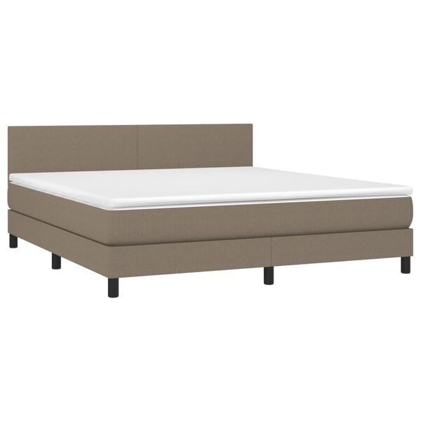 vidaXL Boxspringbett mit Matratze & LED Taupe 160x200 cm Stoff