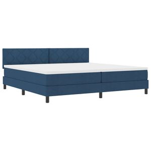 vidaXL Boxspringbett mit Kissen mit Kopfteil Blau 200 x 200 cm Stoff