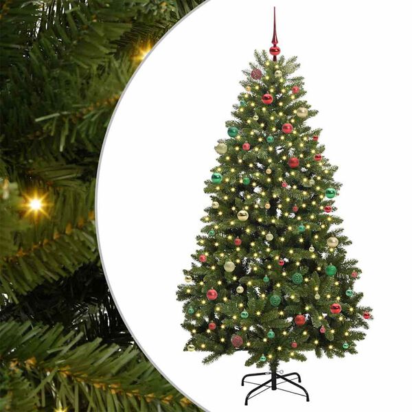 vidaXL K&uuml;nstlicher Weihnachtsbaum Gr&uuml;n 210 cm PVC und Metall