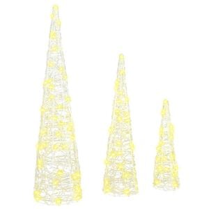vidaXL Weihnachtsbaum 3 Stk. Warmwei&szlig; 20 x 20 x 80 cm Acryl 90 LEDs