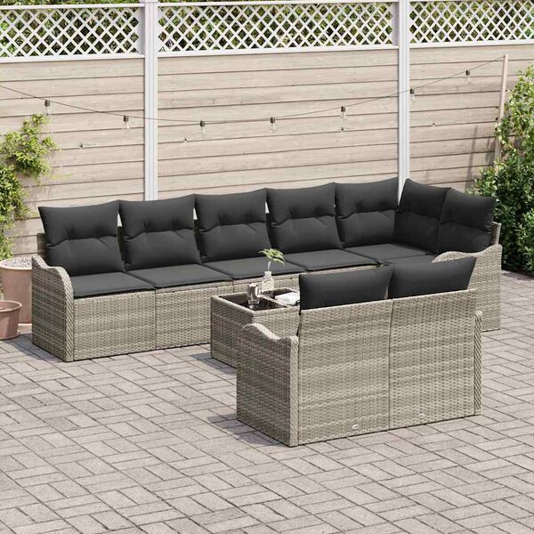 vidaXL Gartensofa-set 9 pcs Hellgrau Poly-Rattan