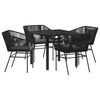 vidaXL Garten Essgruppe 5 pcs Schwarz Pulverbeschichteter Stahl