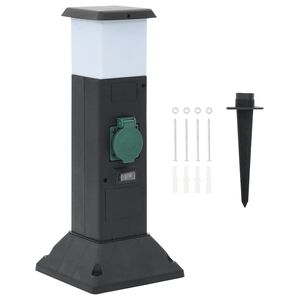 vidaXL Au&szlig;ensteckdose mit Lampe und Erdspie&szlig; 2-fach 16x16x39,5cm
