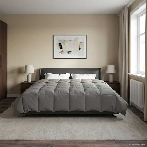 vidaXL Ganzjahresbettdecke Gepolstert Hellgrau 220 x 260 cm Mikrofaser