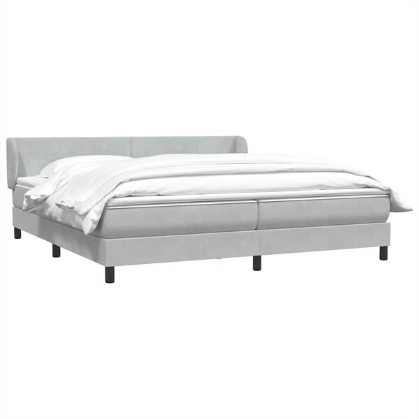 vidaXL Boxspringbett mit Matratzen Hellgrau 180x210 cm Samt