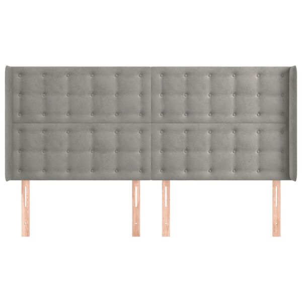 vidaXL Kopfteil mit Ohren Hellgrau 183x16x118/128 cm Samt
