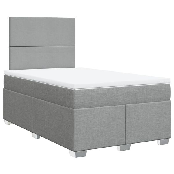vidaXL Boxspringbett mit Matratze Hellgrau 120x190 cm Stoff