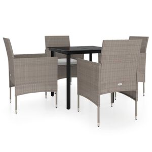 vidaXL 5-tlg. Garten-Essgruppe mit Kissen Beige und Schwarz