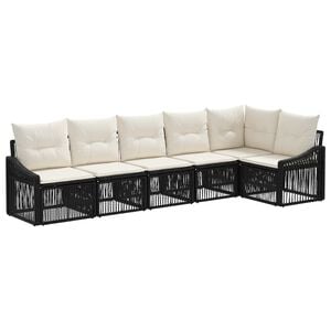 vidaXL Gartensofa-set 6 stk. Schwarz Poly-Rattan