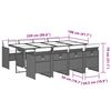vidaXL 9-tlg. Garten-Essgruppe mit Kissen Schwarz Poly Rattan