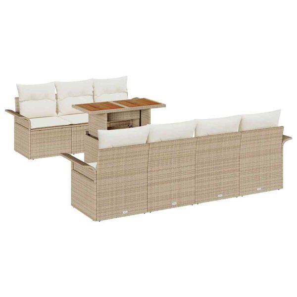 vidaXL Garten-Sofa-Set mit Speicher 8 pcs Beige Poly Rattan
