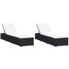 vidaXL Sonnenliegen mit Auflage 2 Stk. Poly Rattan Schwarz