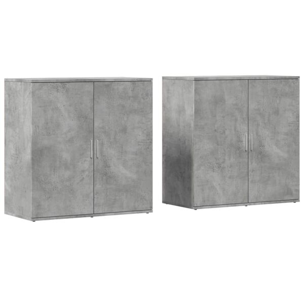 vidaXL Sideboards 2 Stk. Betongrau 79x38x80 cm Holzwerkstoff
