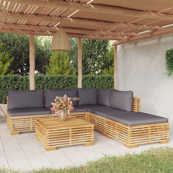 vidaXL 6-tlg. Garten-Lounge-Set mit Kissen Massivholz Teak