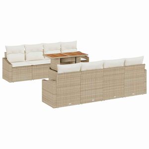 vidaXL Garten Essgruppe mit Kissen 9 pcs Beige und Creme