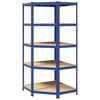 vidaXL Eckregal mit 5 B&ouml;den Blau Stahl & Holzwerkstoff