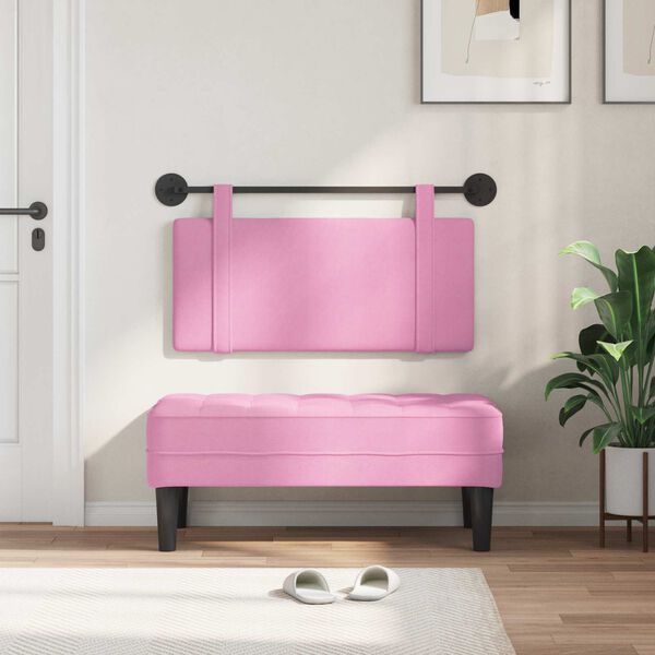 vidaXL H&auml;ngevorderseite Wandmontiert Uni Rosa 100 x 55 x 5 cm Stoff