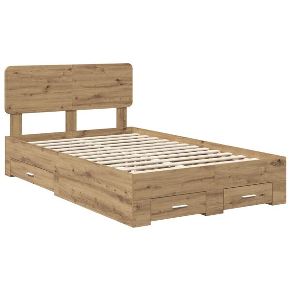 vidaXL Bettrahmen Artisan-Eiche 120 x 190 cm Holzwerkstoff