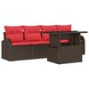 vidaXL Gartensofa-set 5 stk. Braun Poly Rattan