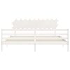 vidaXL Massivholzbett mit Kopfteil Wei&szlig; 200x200 cm