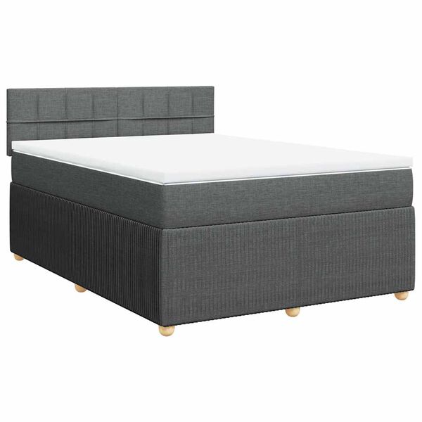 vidaXL Boxspringbett mit Matratze Dunkelgrau 140x200 cm Stoff