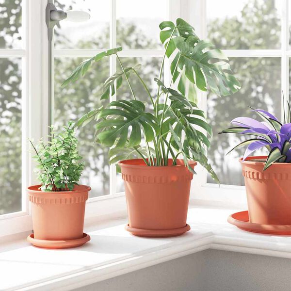 vidaXL Runder Blumentopf 6 pcs Ziegelrot &Oslash; 19 x 16 cm Kunststoff