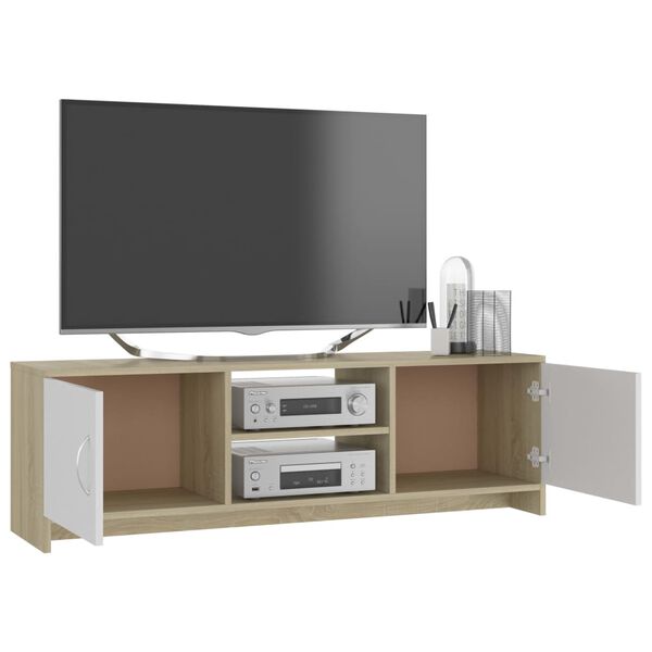 vidaXL TV-Schrank Wei&szlig; Sonoma-Eiche 120x30x37,5 cm Holzwerkstoff