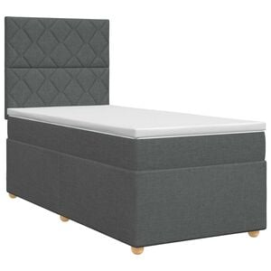 vidaXL Boxspringbett mit Matratze Dunkelgrau Einzeln Stoff