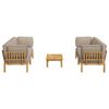 vidaXL Sofa Set mit Kissen Uni 5 pcs Taupe Massivholz Akazie